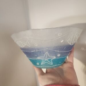 Handcrafted y2k delicate Ocean-Themed Glass Bowl‎